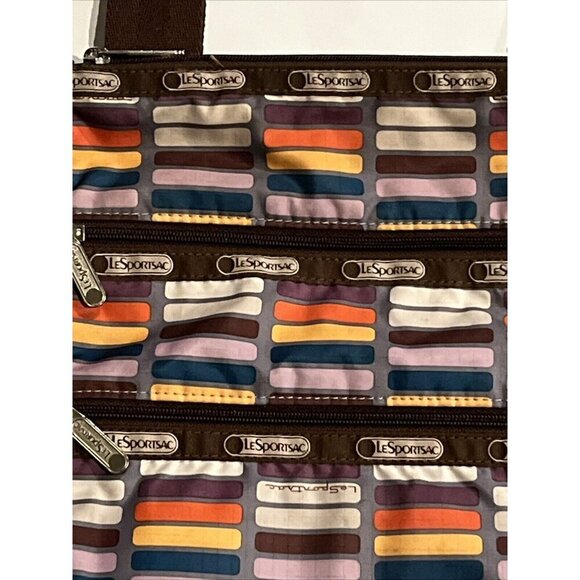 Le Sportsac Crossbody Bag Triple Zip Multicolor Lightweight Travel Purse… - Picture 2 of 10